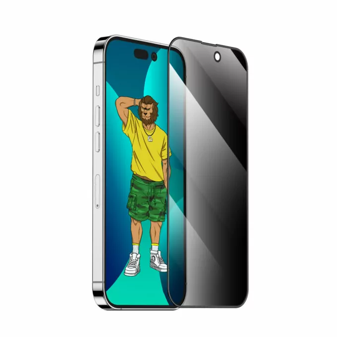 [GN3DSPY14PM] Green Lion 3D Silicone Privacy HD Glass Screen Protector Black Edge Privacy For iPho