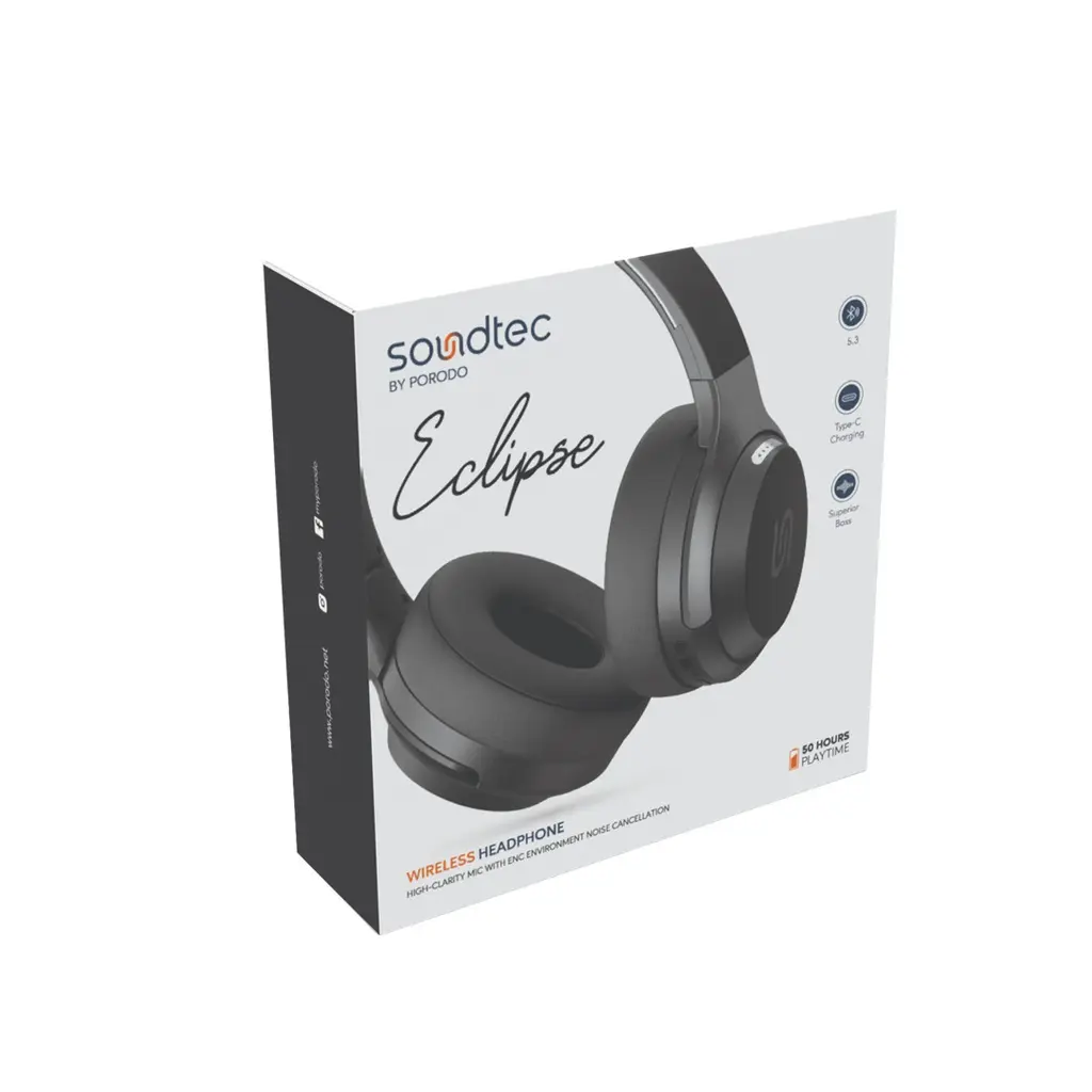 Porodo Soundtec Eclipse Wireless Headphone High Clarity Mic With ENC Environment Noise Cancellation (1)