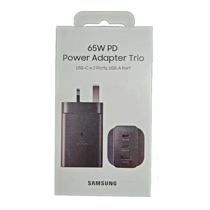 SamsungPD65WTrioPowerAdapterWithUsbTypeCx2PortsUsbAPortFastCharges SamsungPD65WTrioPowerAdapterWithUsbTypeCx2PortsUsbAPortFastCharges