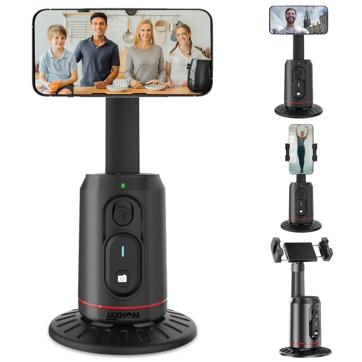 rechargeable auto face tracking ai sensor tripod 360 rotation face and body movements track
